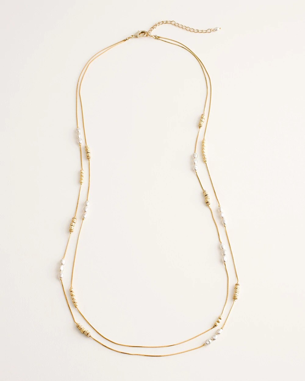 Chico's Long Faux-Pearl and Goldtone Double-Strand Necklace