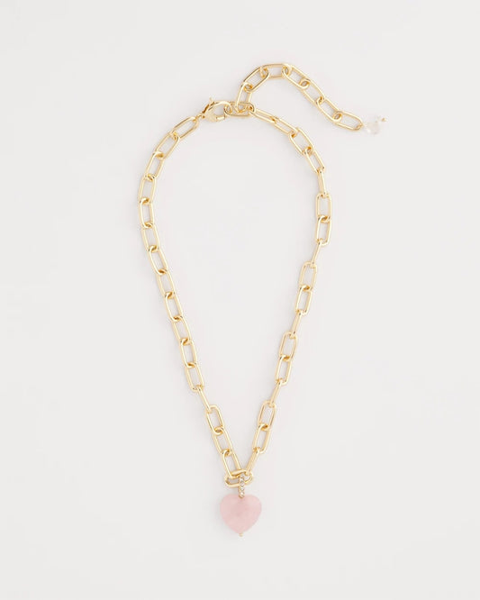 Chico's Genuine Quartz Heart Pendant Necklace