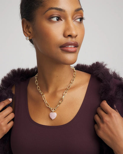 Chico's Genuine Quartz Heart Pendant Necklace
