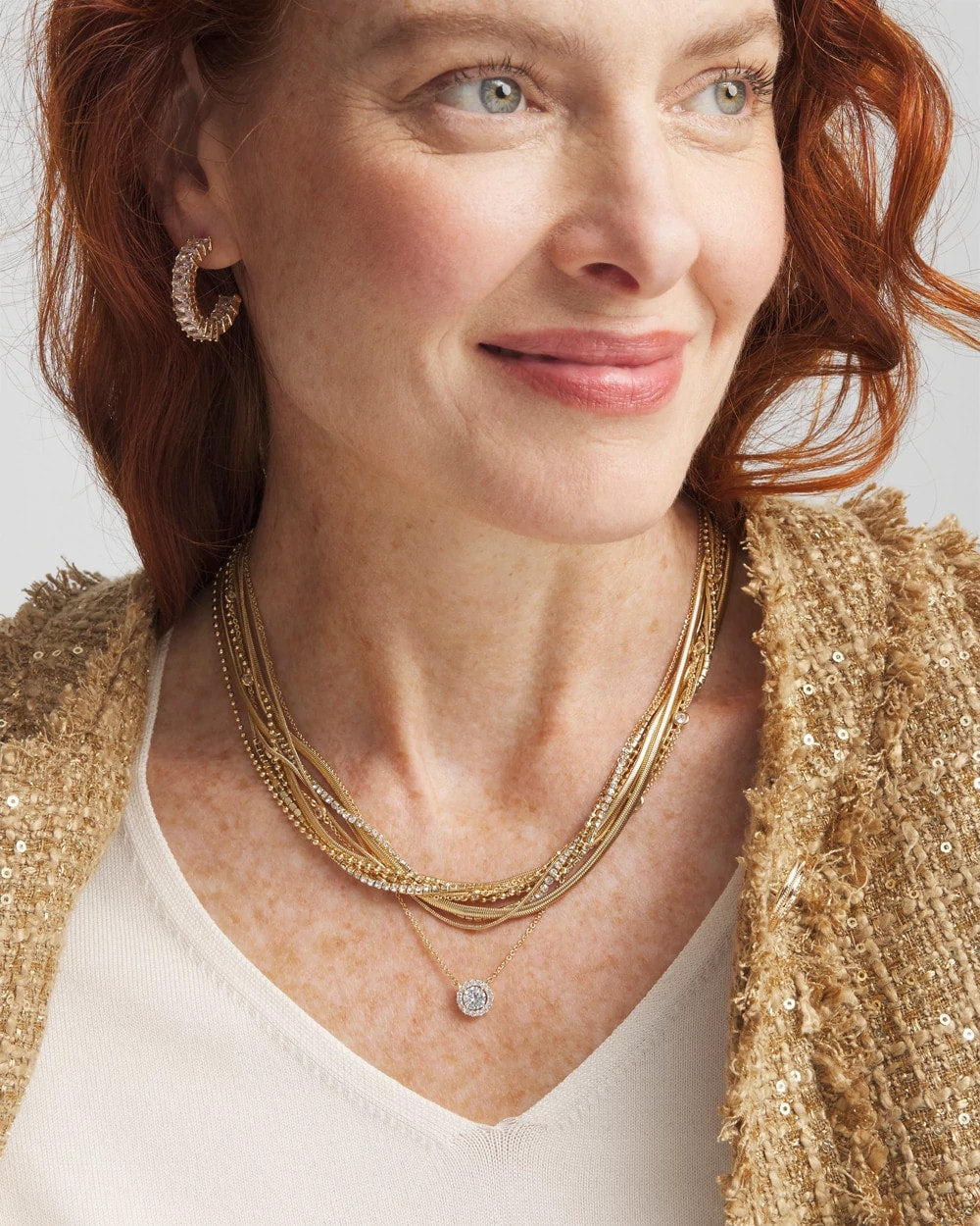 Chico's Gold Tone Drop Stone Necklace