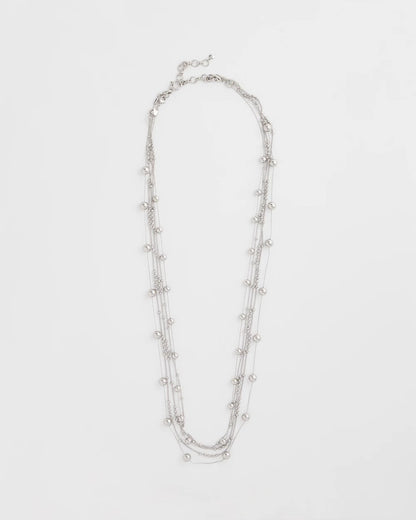 Chico's Multistrand Beaded Silvertone Necklace
