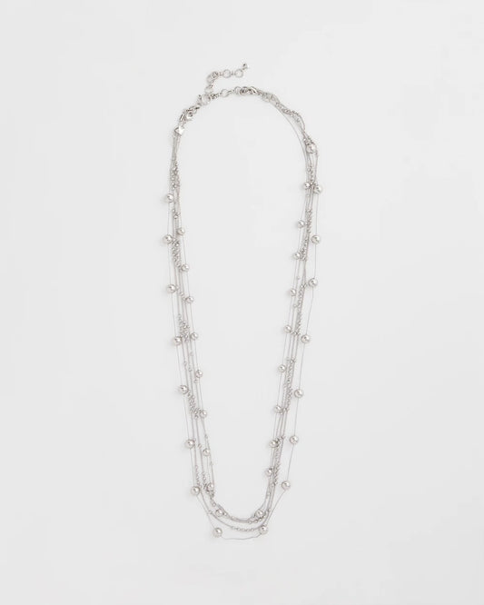 Chico's Multistrand Beaded Silvertone Necklace