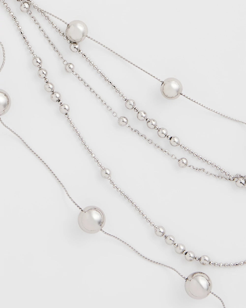 Chico's Multistrand Beaded Silvertone Necklace