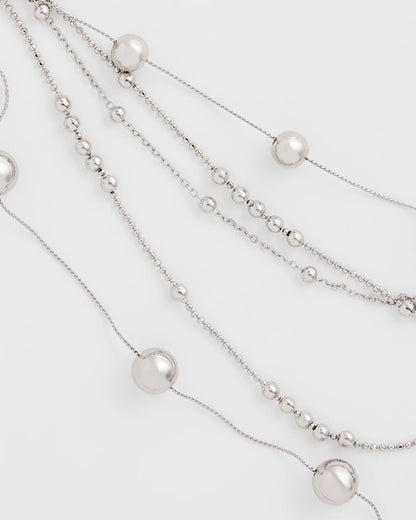 Chico's Multistrand Beaded Silvertone Necklace
