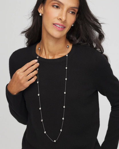 Chico's Multistrand Beaded Silvertone Necklace
