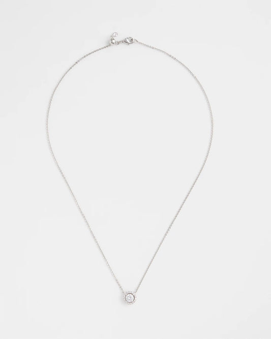 Chico's Silver Tone Drop Stone Necklace