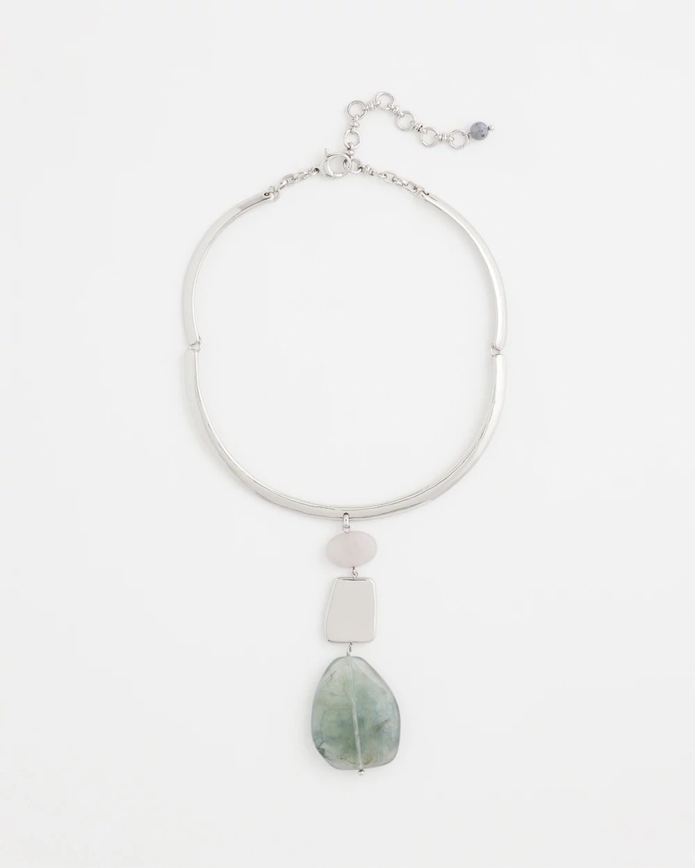 Chico's Linear Jade & Resin Pendant Collar
