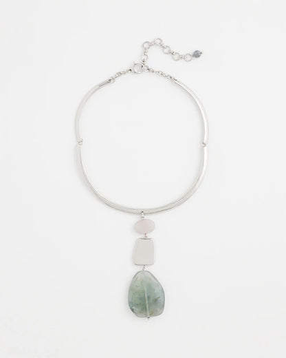 Chico's Linear Jade & Resin Pendant Collar