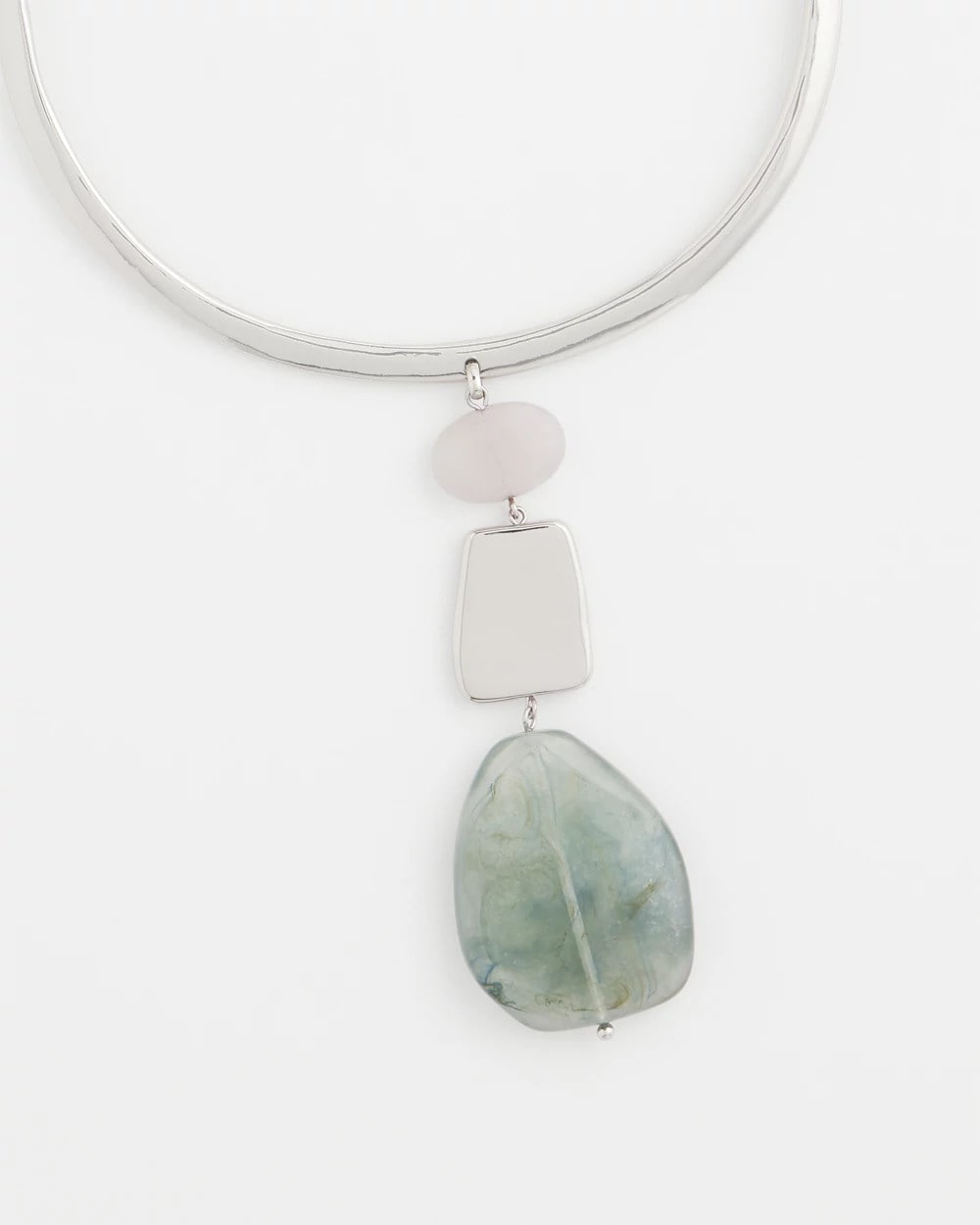Chico's Linear Jade & Resin Pendant Collar