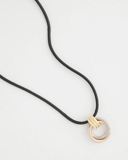 Chico's Adjustable Tri-Tone Pendant Necklace