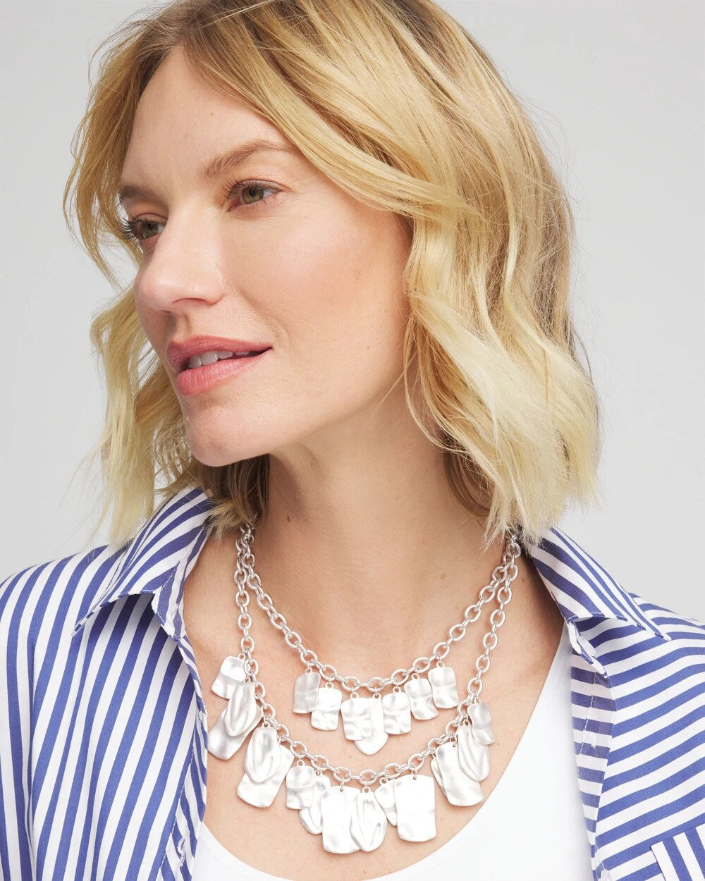 Chico's Double Square Charm Pendant Necklace