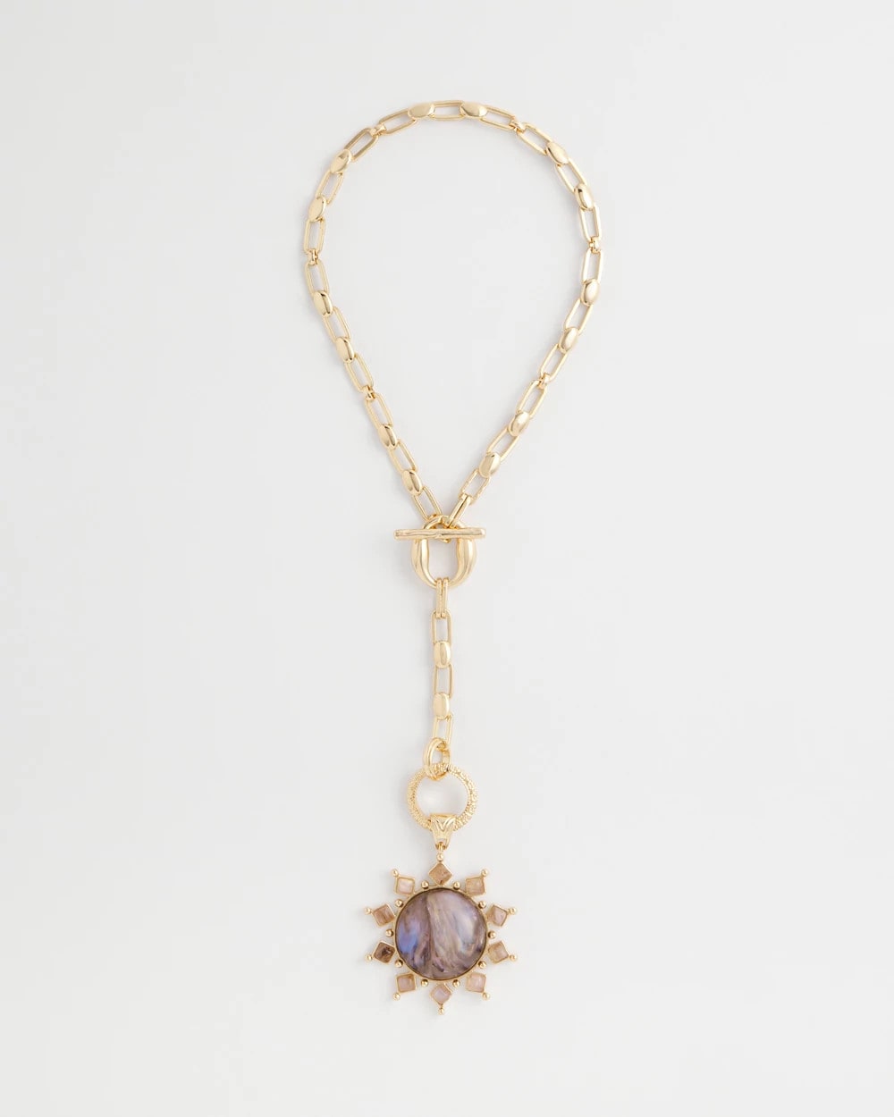 Chico's Purple Resin Sun Pendant Necklace
