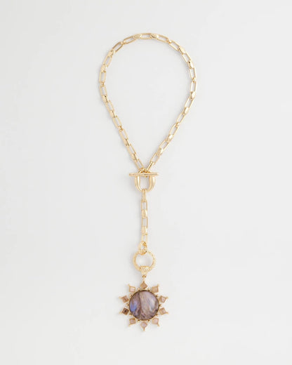 Chico's Purple Resin Sun Pendant Necklace