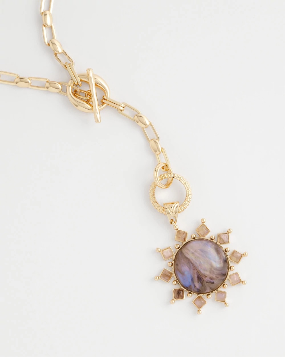 Chico's Purple Resin Sun Pendant Necklace