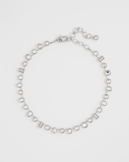 Chico's Bezel Set Short Silvertone Necklace