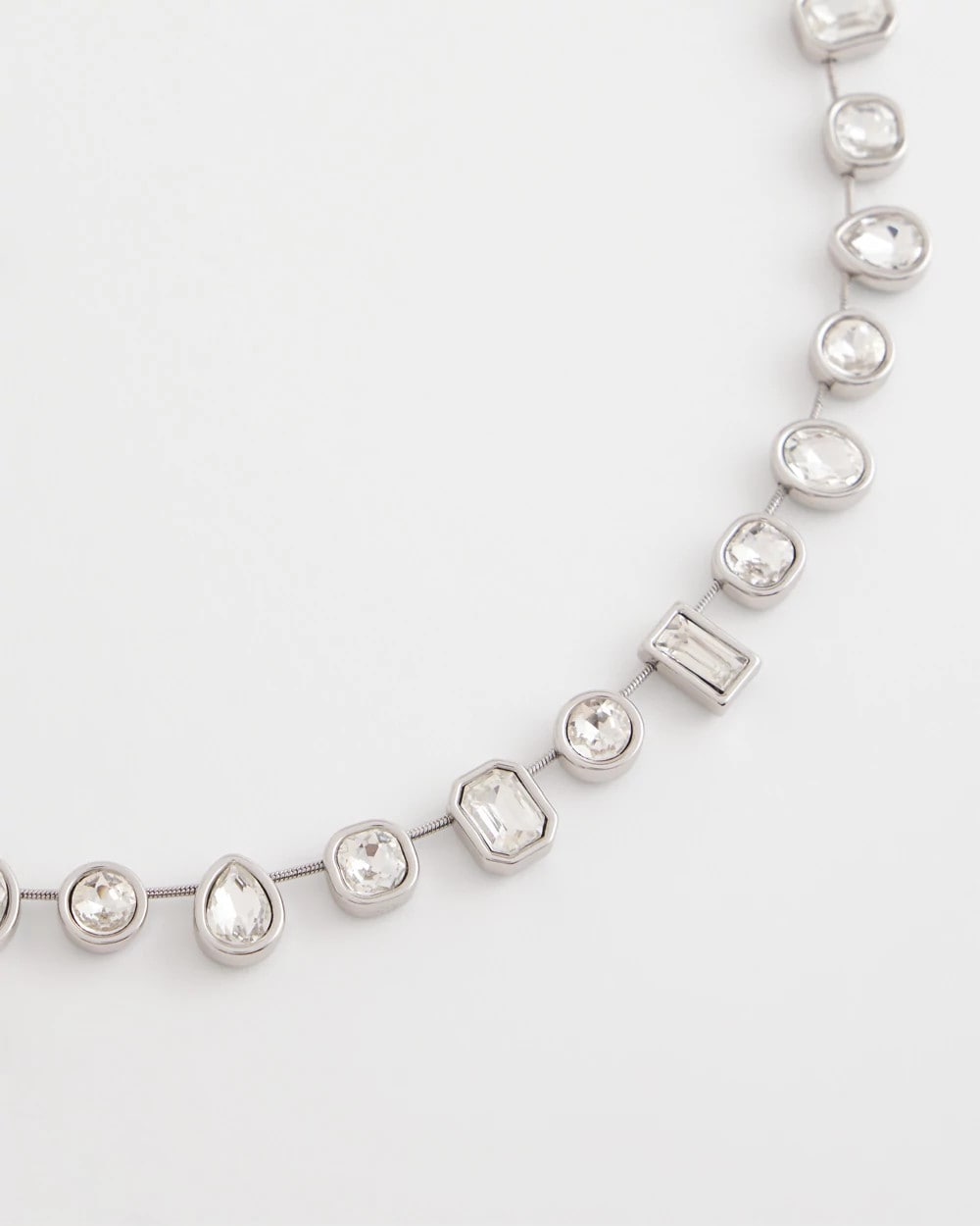 Chico's Bezel Set Short Silvertone Necklace