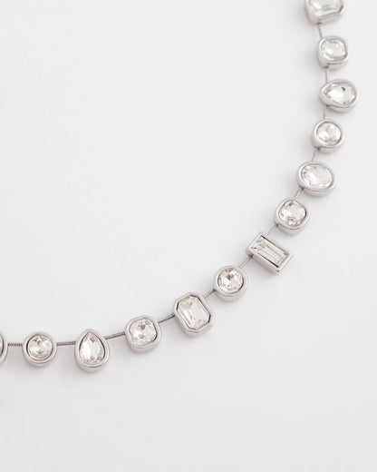 Chico's Bezel Set Short Silvertone Necklace