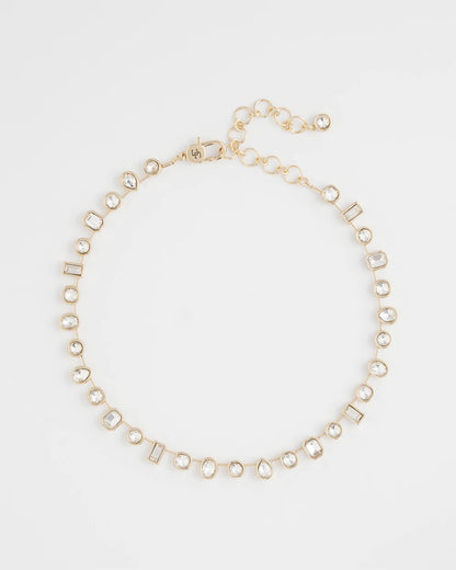 Chico's Bezel Set Short Goldtone Necklace