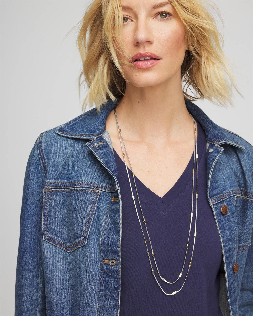 Chico's Mixed Metal Double Strand Necklace
