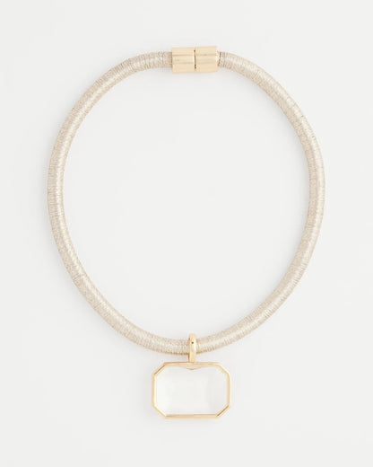 Chico's Goldtone Glass Gem Pendant Cord Necklace
