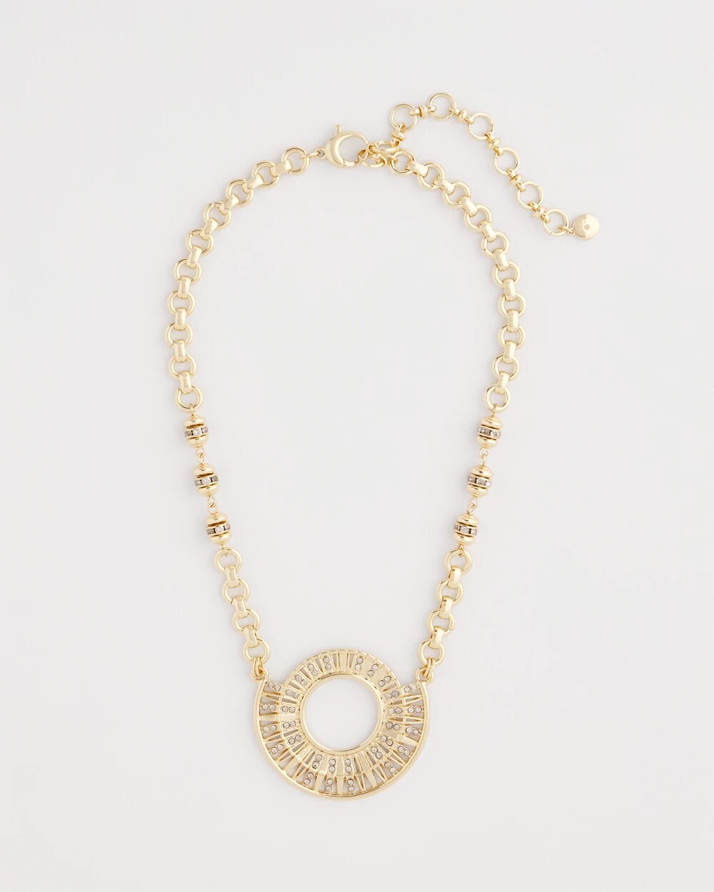 Chico's Sparkling Goldtone Circle Pendant Necklace