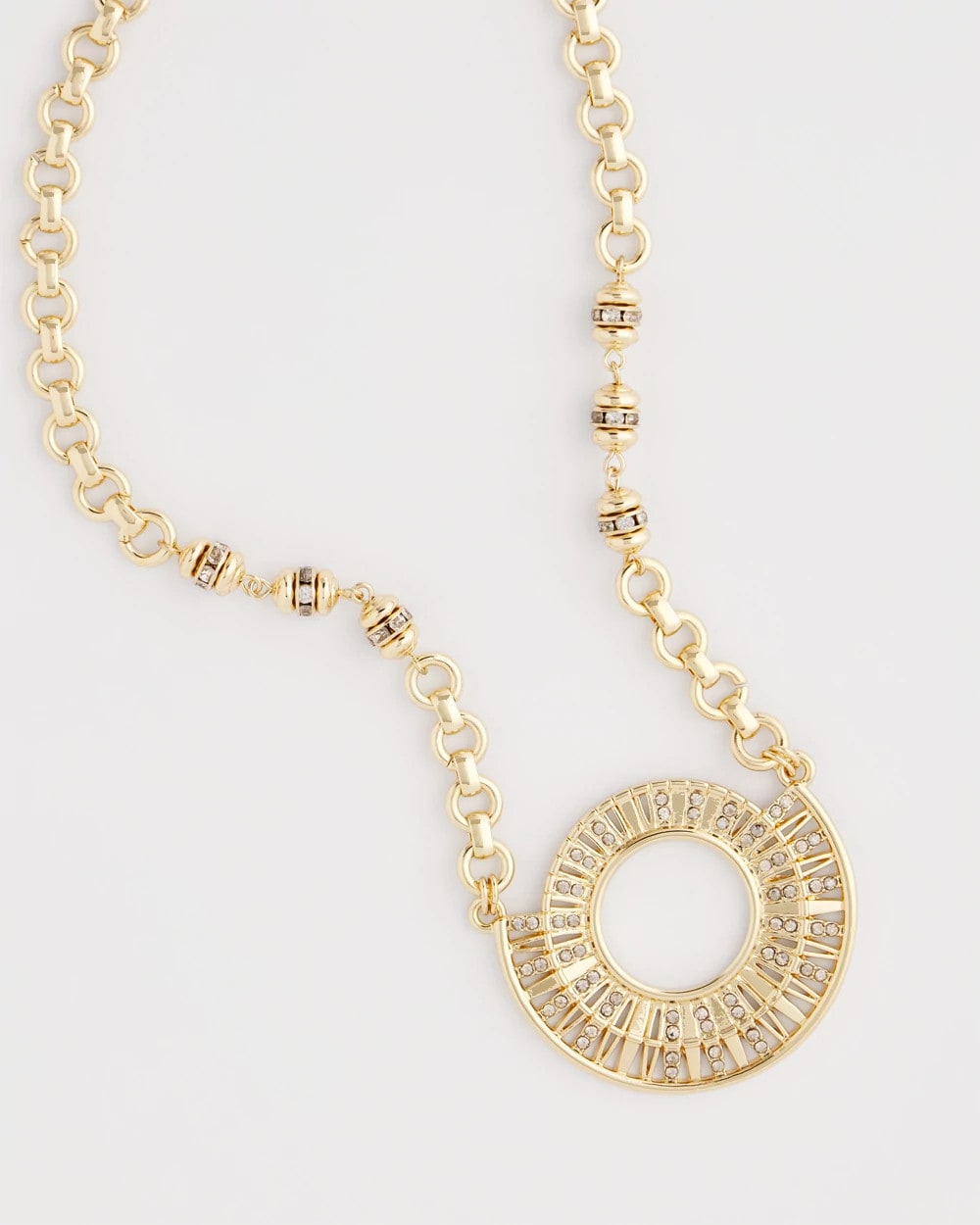 Chico's Sparkling Goldtone Circle Pendant Necklace