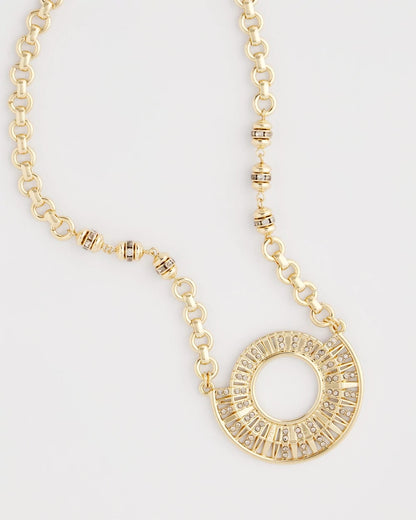 Chico's Sparkling Goldtone Circle Pendant Necklace