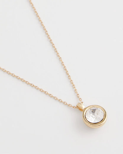 Chico's Bezel Set Pendant Goldtone Necklace