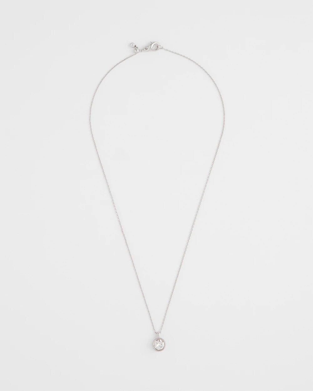 Chico's Bezel Set Pendant Silvertone Necklace