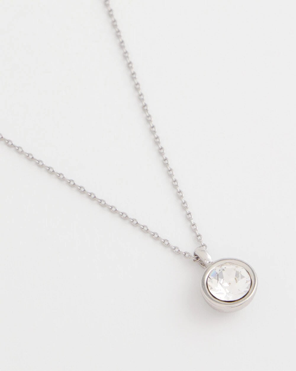 Chico's Bezel Set Pendant Silvertone Necklace