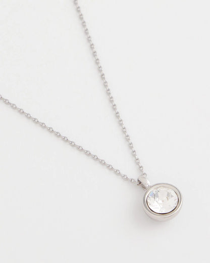Chico's Bezel Set Pendant Silvertone Necklace
