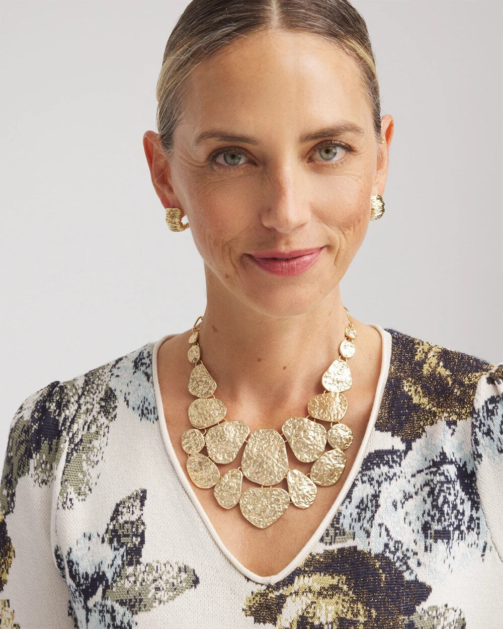 Chico's Molten Goldtone Bib Necklace