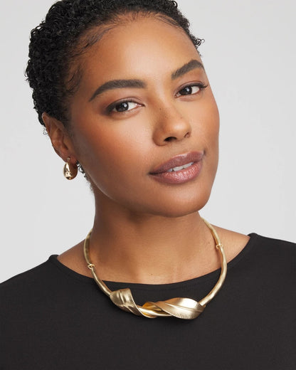 Chico's Golden Leafy Collar Necklace
