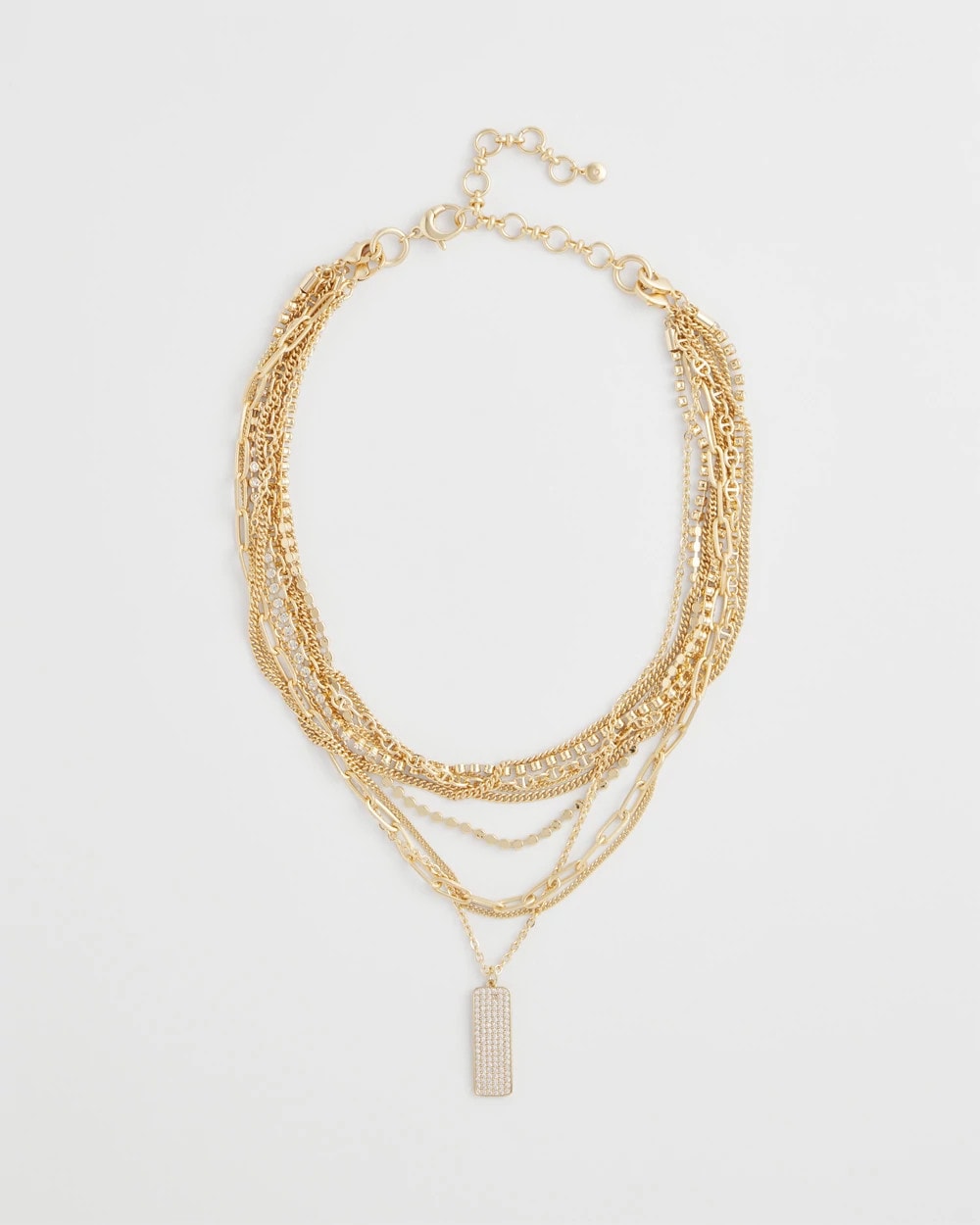 Chico's Convertible Gold Pave Pendant Necklace