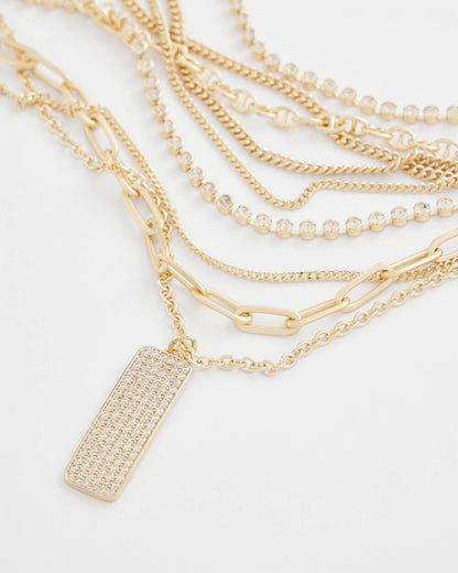 Chico's Convertible Gold Pave Pendant Necklace