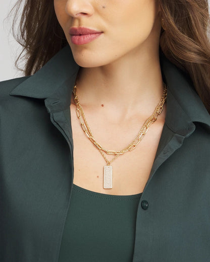 Chico's Convertible Gold Pave Pendant Necklace