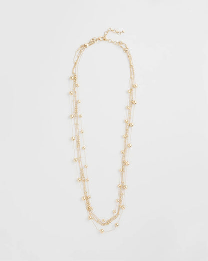 Chico's Multistrand Beaded Goldtone Necklace