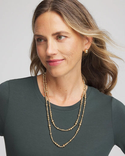 Chico's Goldtone Long Beaded Necklace