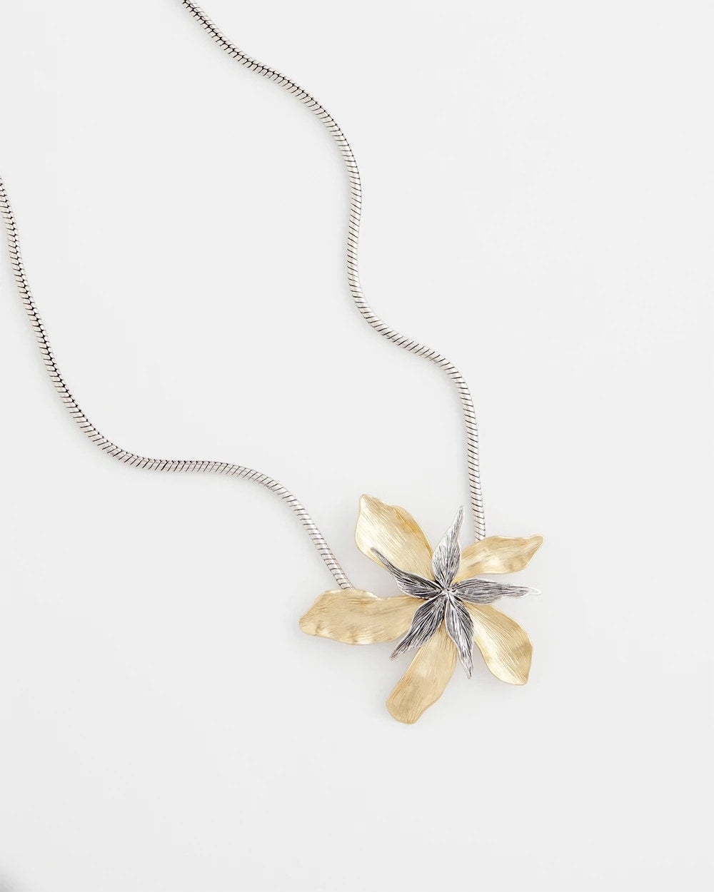 Chico's Chico's Originals Mixed Metal Flower Pendant Necklace