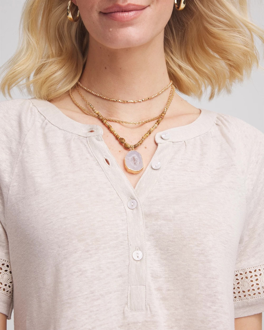 Chico's Convertible Agate Pendant Necklace