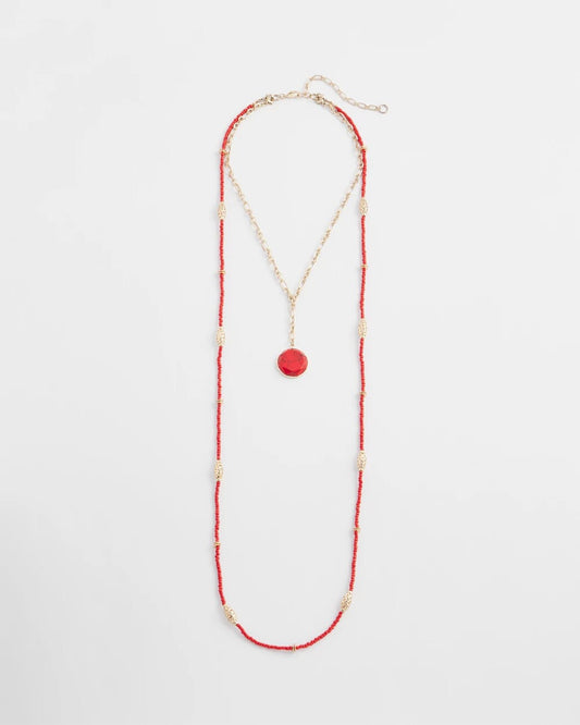 Chico's Convertible Beaded Pendant Necklace