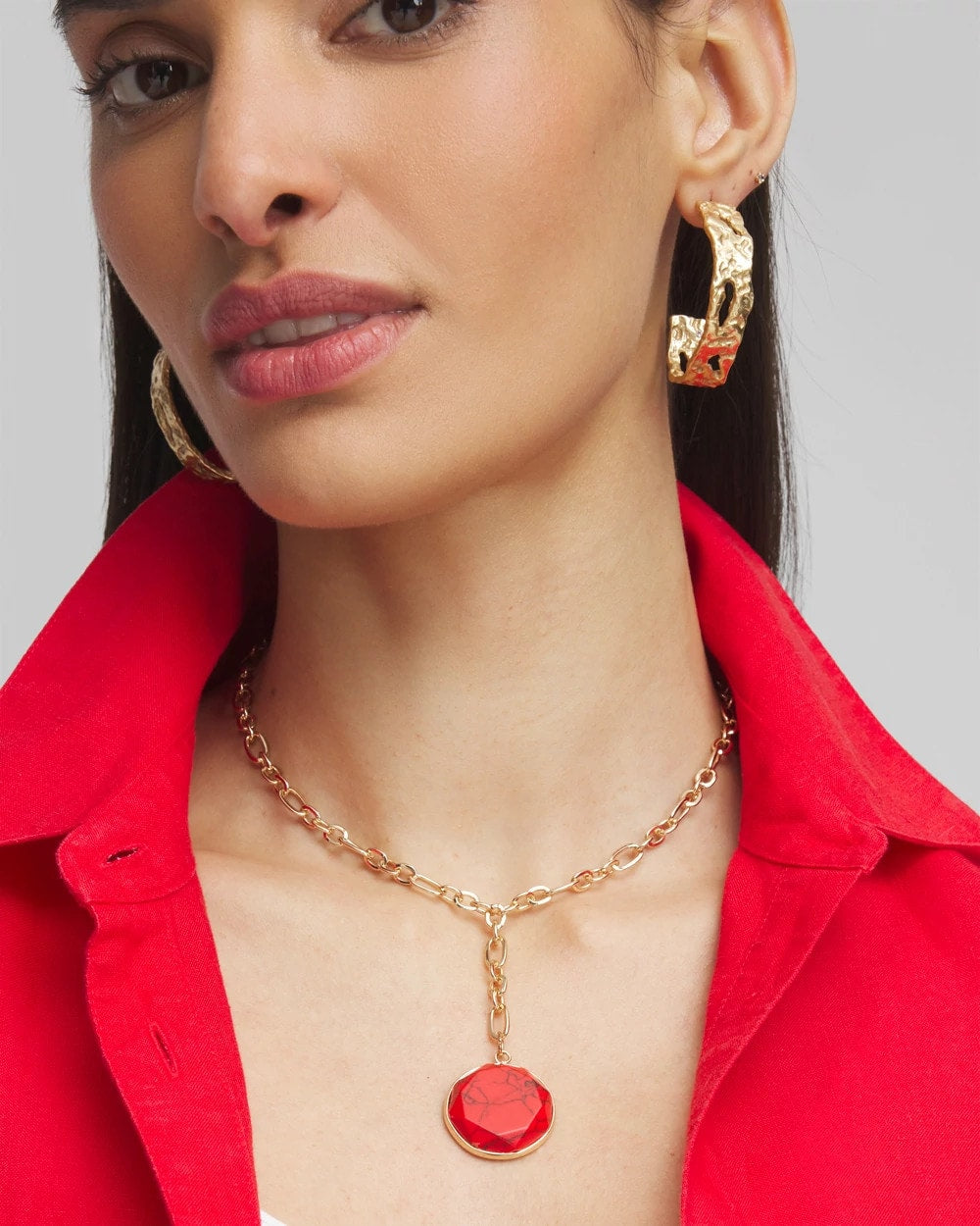 Chico's Convertible Beaded Pendant Necklace