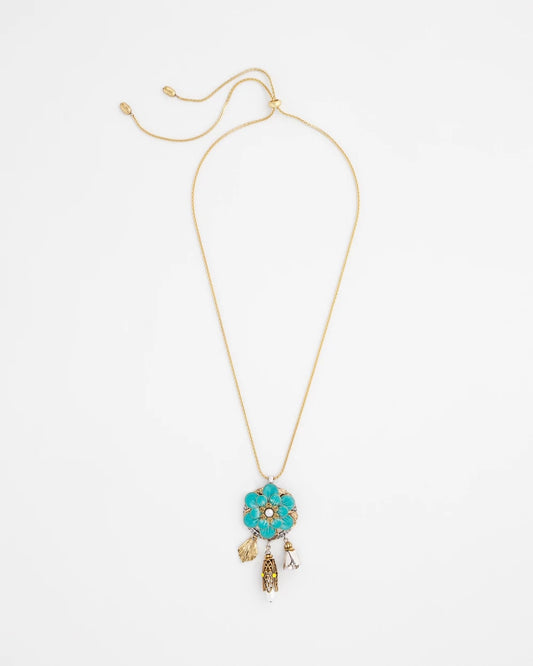 Chico's Adjustable Flower Charm Pendant Necklace