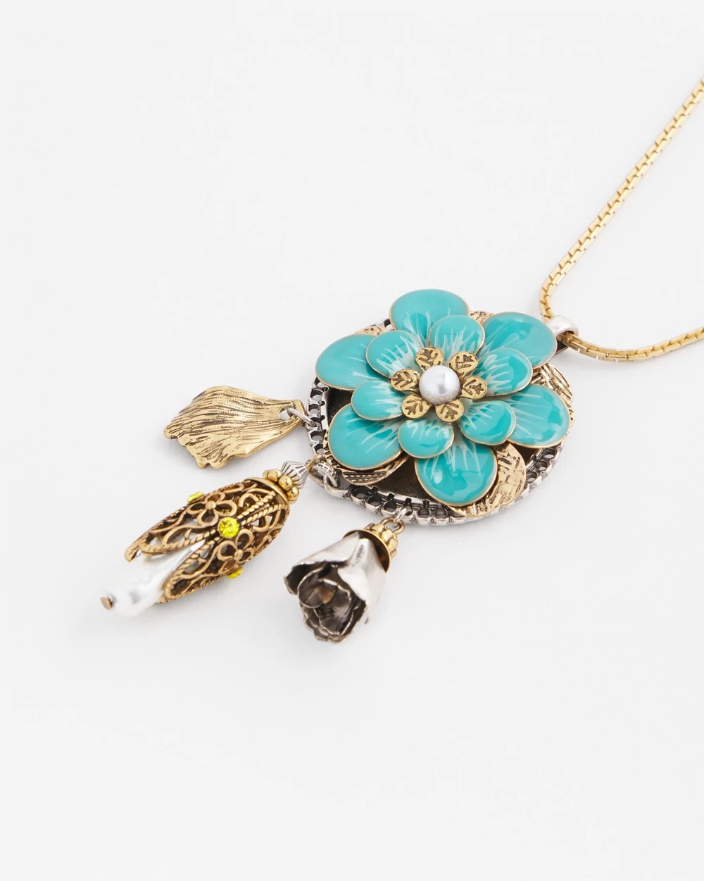Chico's Adjustable Flower Charm Pendant Necklace