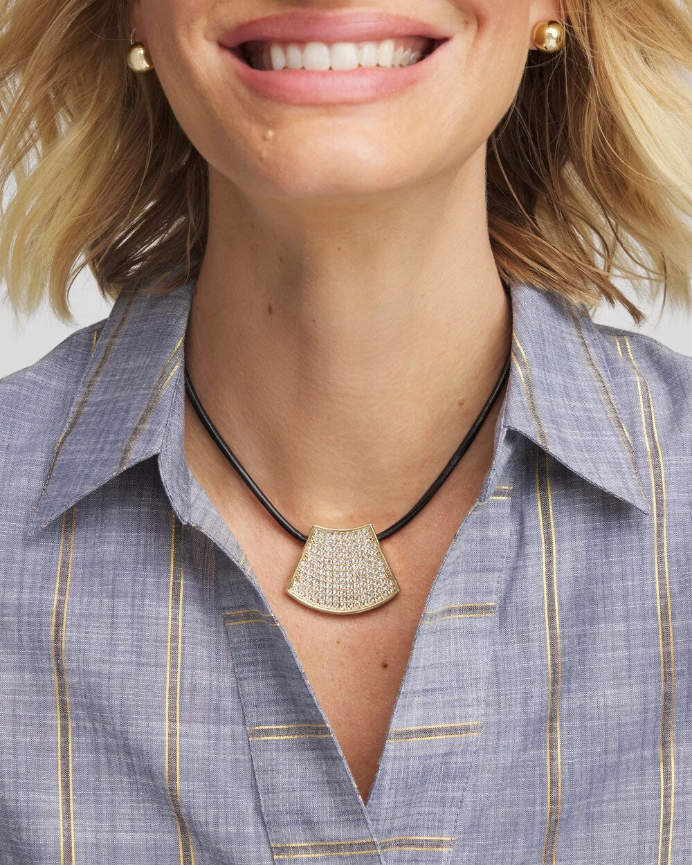 Chico's Gold Glitz Pendant Necklace
