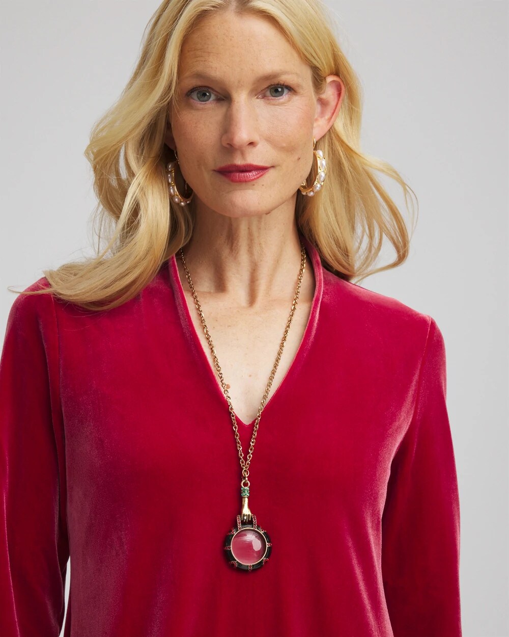 Chico's Hand Monocle Pendant Necklace