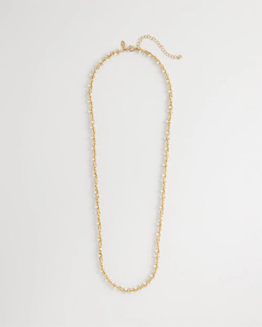 Chico's Faux Pearl Single-Strand Link Chain Necklace