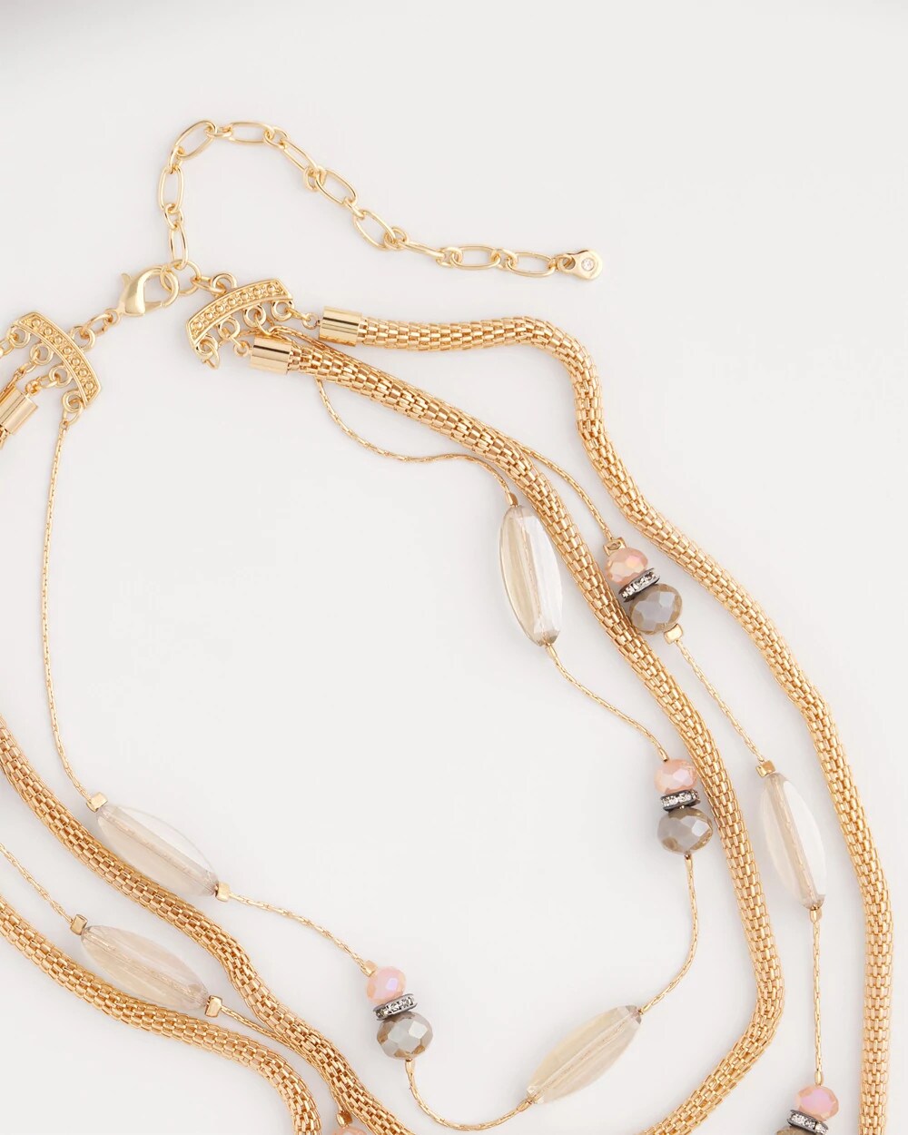 Chico's Multistrand Gold & Pink Tone Necklace