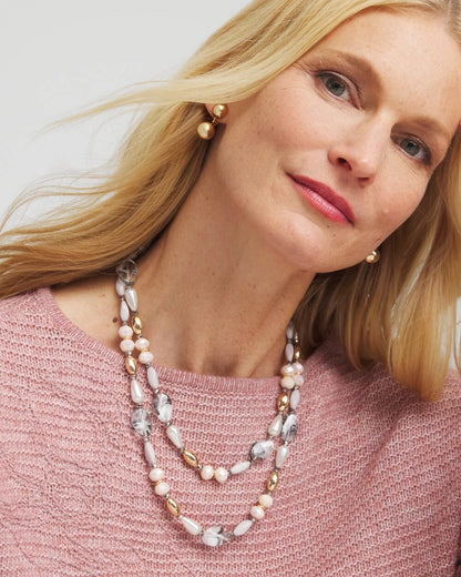 Chico's Pink Art Deco Beaded Necklace