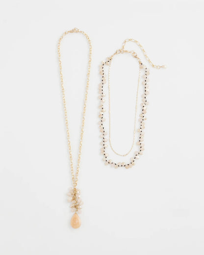 Chico's Convertible Rose Quartz Pendant Necklace